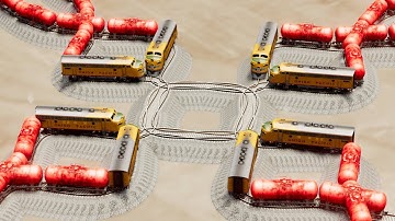 Impossible Weird Overlapping Rail Tracks Crossover Vs Trains Crossing - BeamNG.Drive