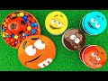 Rainbow satisfying  mms box full of space candy with magic soccer balls  playdoh asmr