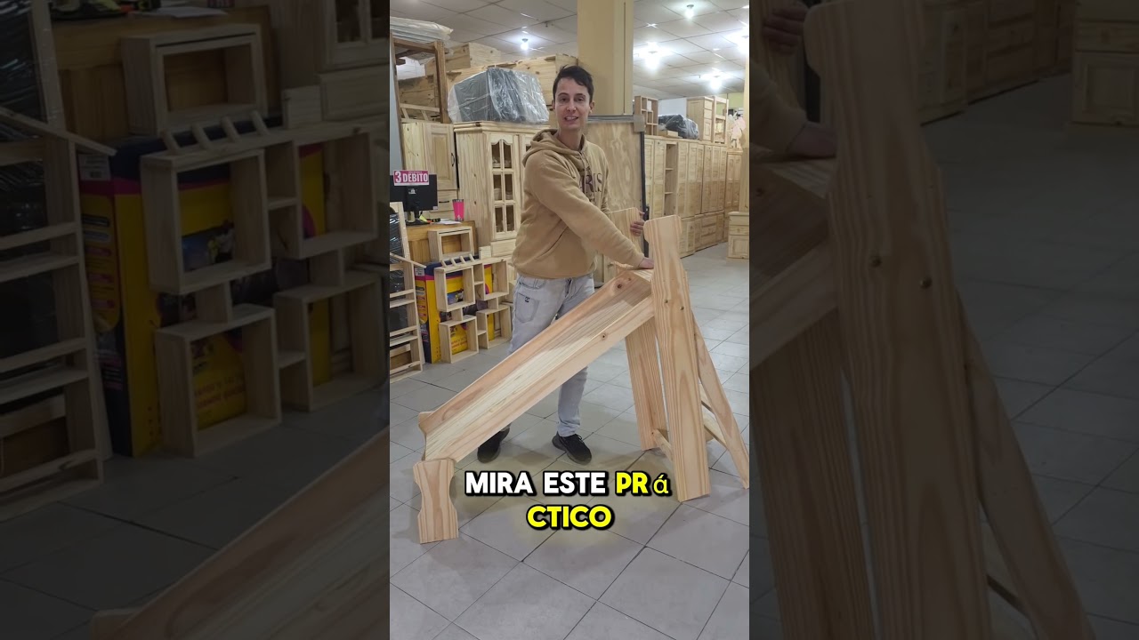 tobogán infantil de madera de pino 