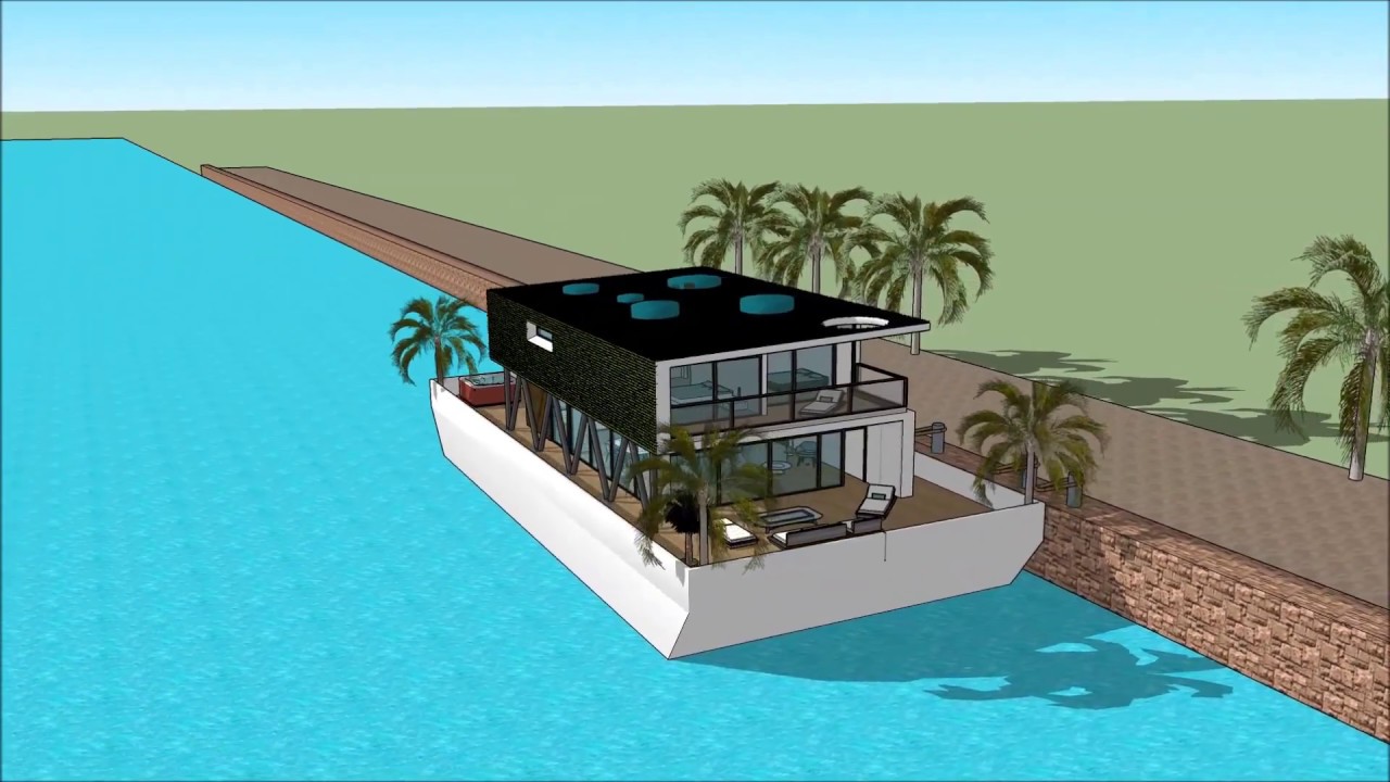Epic houseboats floating house on water in New Orleans Louisiana