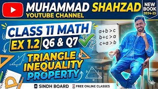 Class 11 Ex 1.2 Q6 &amp; Q7 Sindh Board | Triangle Inequality Property 📐 | New Book | Muhammad Shahzad