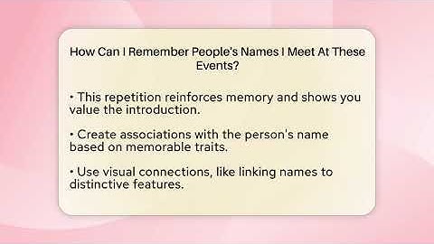 How Can I Remember People