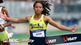 High schooler Shawnti Jackson overpowers the field in NYC HS 200m | NBC Sports