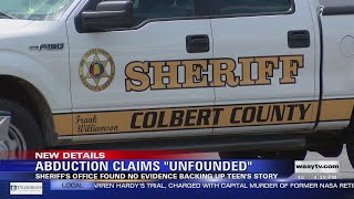Teen girl's abduction claims not true, Colbert County Sheriff says