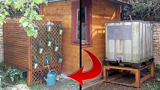 Habillage d'une cuve de récupération d'eau - Travail du bois