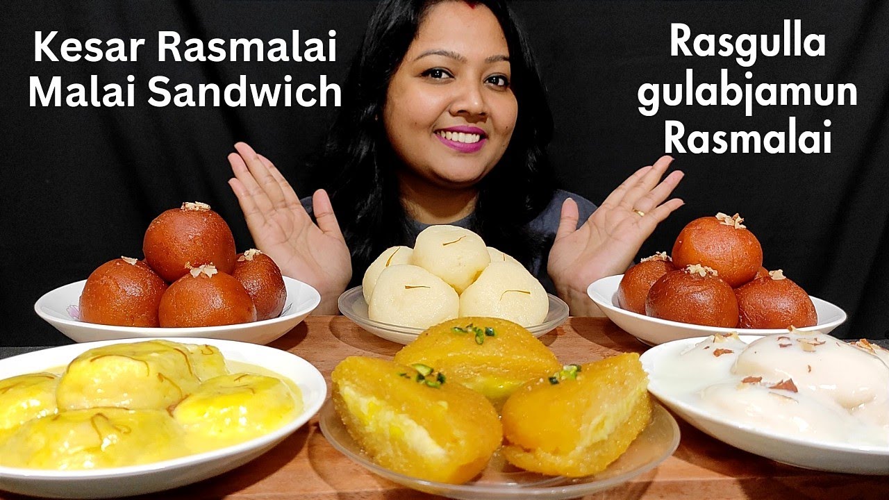 Indian Sweets Mukbang | Gulabjamun, Rasmalai, Rasgulla, Malai Sandwich | ASMR Sweet