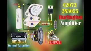 DIY Amplifier Darlington 2N3055 Transistor Extremely powerful Using Output Capacitors