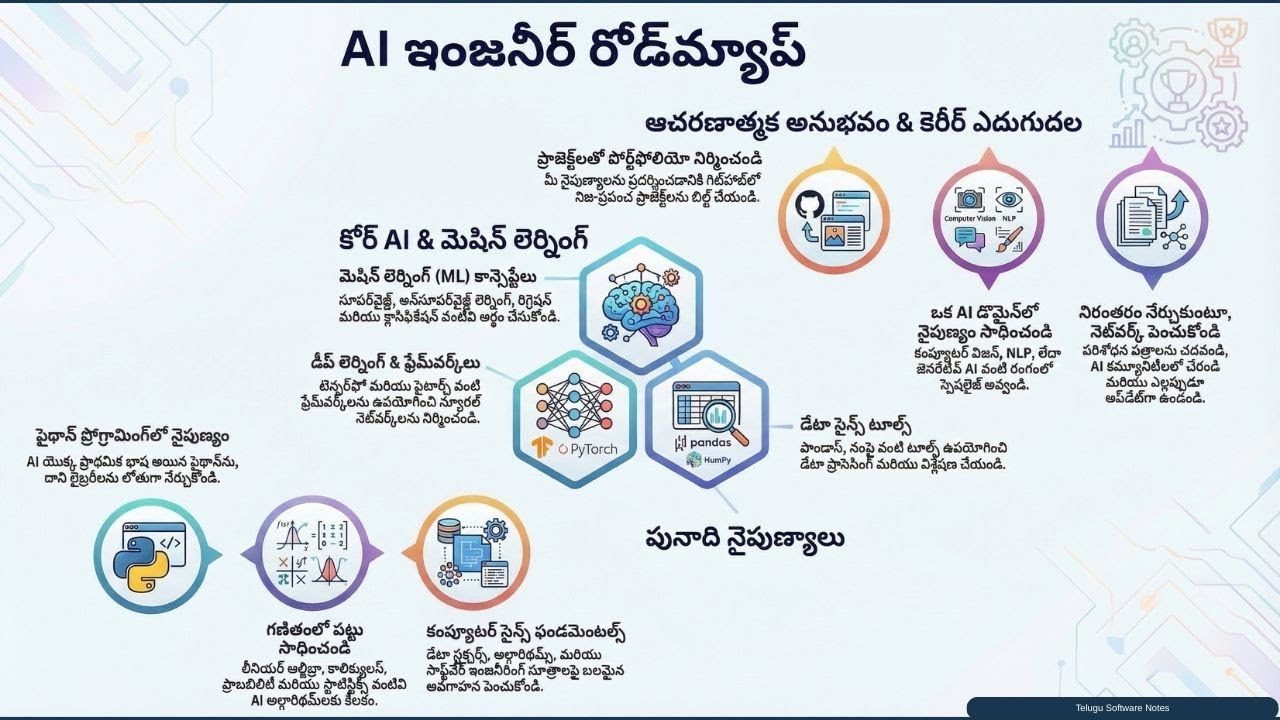 AI Engineer Career Roadmap in 5 Mins || Telugu Software Notes - YouTube