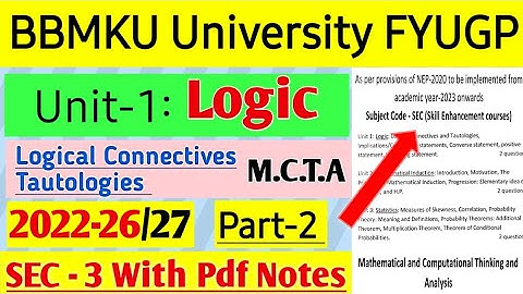 FYUGP sec-3 Mathematical and computational thinking analysis ||With pdf Notes #bbmku #vbu