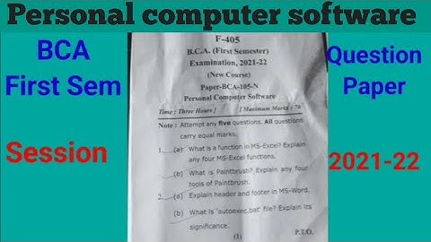 Personal computer software question paper#BCA first semester|2021-22
