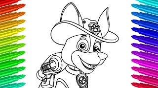 Coloring Tracker Paw Patrol, Teach coloring for kids, How to draw and color 🎨 Cool Coloring Pages