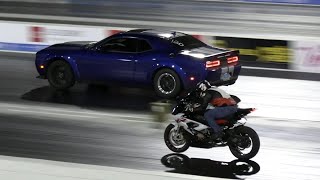 Hellcat Or Superbike ? Car Vs Motorbike Drag Racing