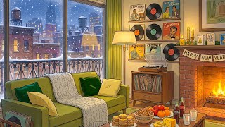 a cozy snowy New Year's Eve night celebration with 1950s vintage oldies playing in another room screenshot 5