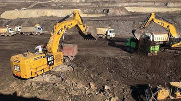 Caterpillar 6015B Excavator Loading Mercedes & MAN Trucks - Sotiriadis Mining Works