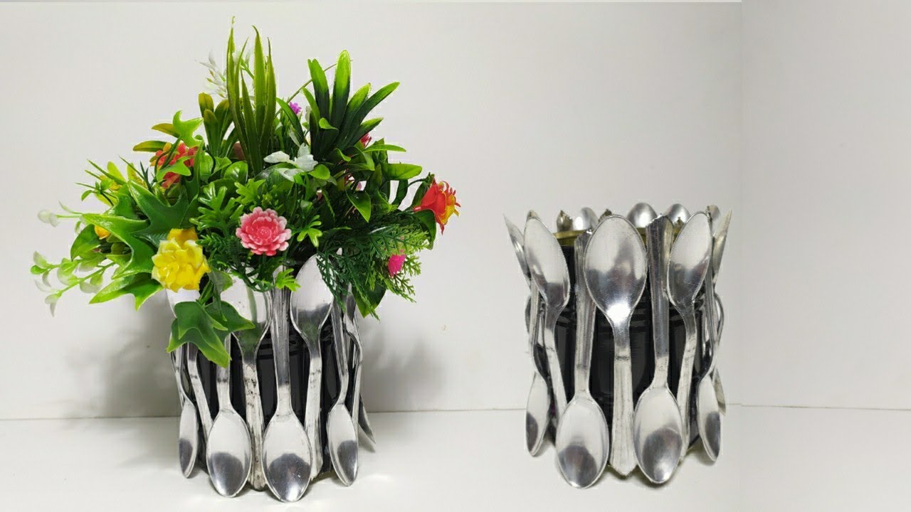 How To Make Flower Pot With disposable Spoon Made Easy At Home