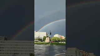 A RARE SPECTACULAR VIEW OF TWO RAINBOWS AFTER A SEVERE STORM IN WASHINGTON, D. C. ON JULY 14, 2023.