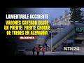 Vagones cayeron desde un puente: estas son las imágenes que deja fuerte choque de trenes en Alemania
