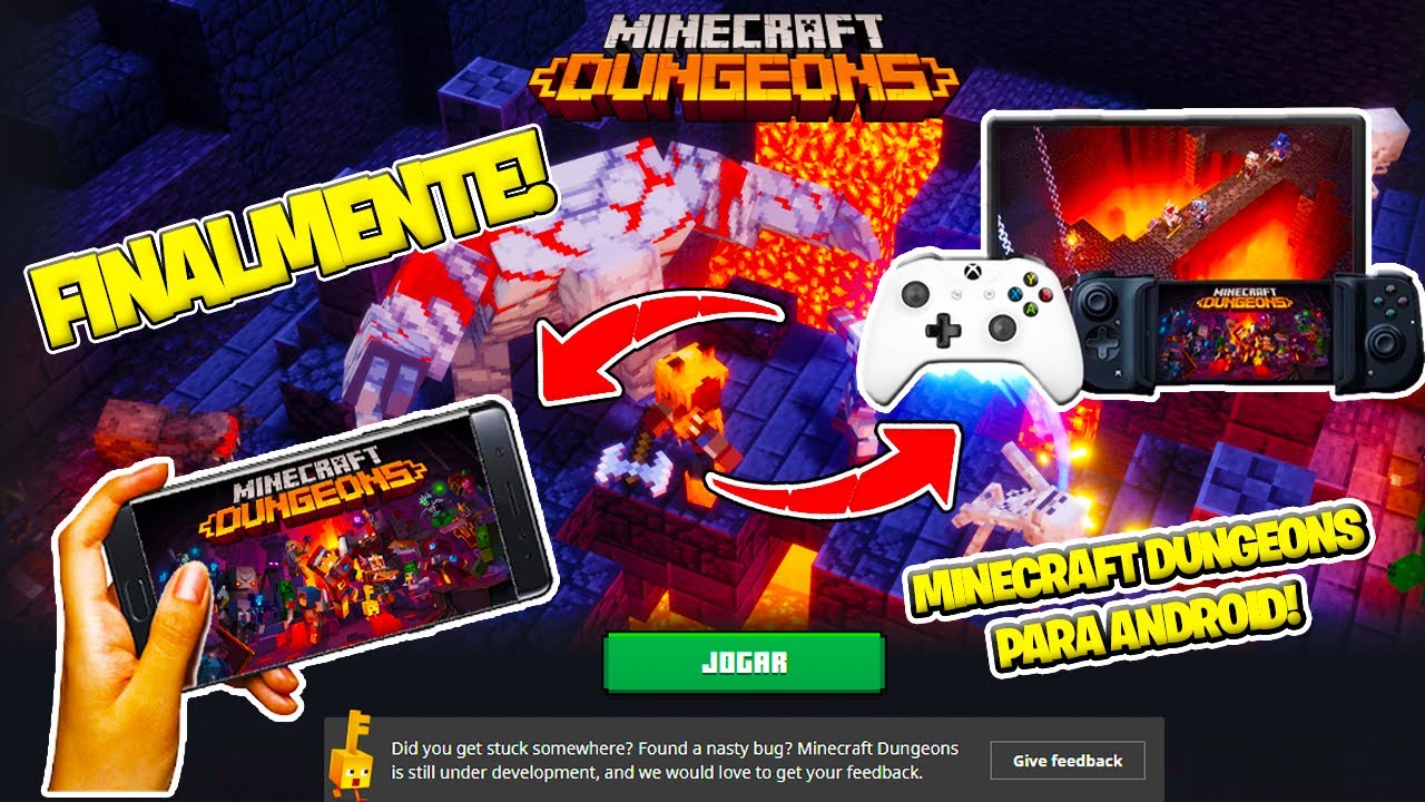 Roduto está instalado. de jogar o Minecraft Dungeons com o Xbox