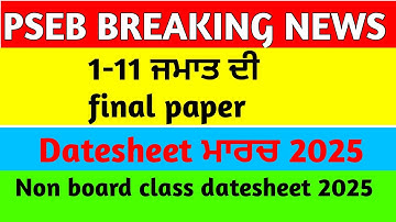 Pseb non board class datesheet march final paper 2025