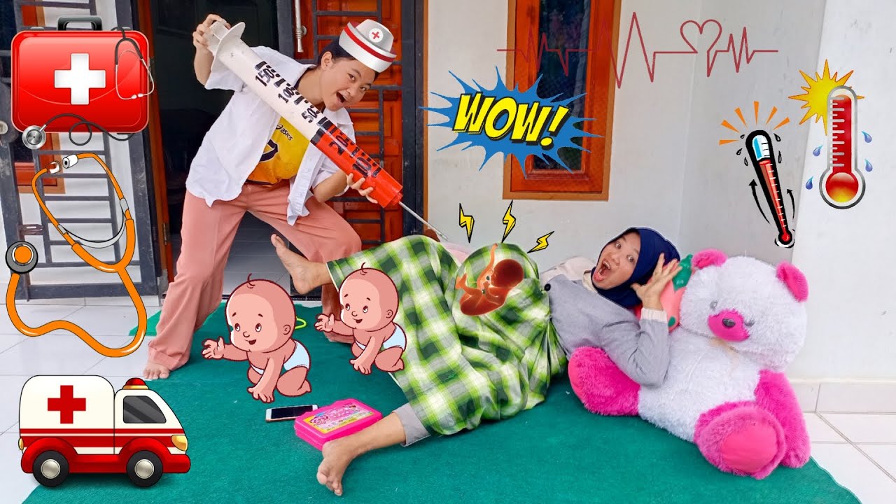 Drama Lucu🤣😂💉 Ibu Hamil di sunti jumbo sama ibu bidan terus melahirkan bayi kembar jumbo