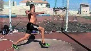 Slow motion Discus Throw Erik Cadee Tenerife November 2011 Side view