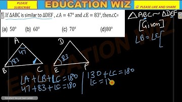 If ∆ABC is similar to ∆DEF, ∠A = 47° and ∠E = 83° , then ∠C= (a) 50° (b) 60° (c) 70° (d) 80°