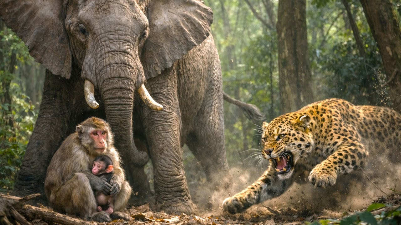 Mother Macaque in the Wild Life 