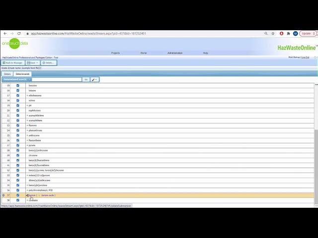 Extracting a waste stream template from a .hwol file for editing