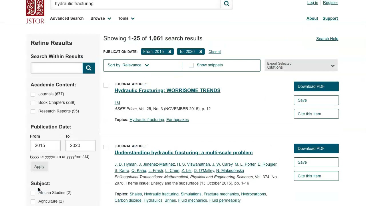 Searching the Database JSTOR