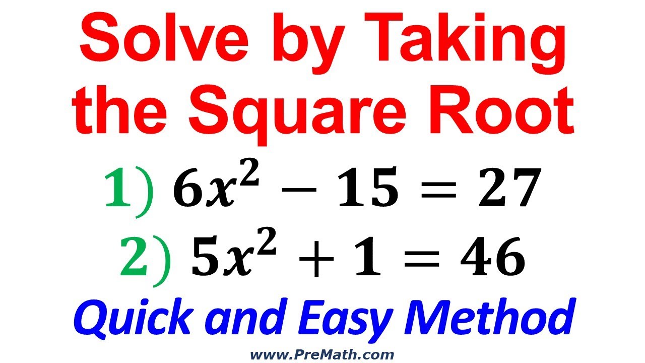 solving quadratic equations square root property assignment
