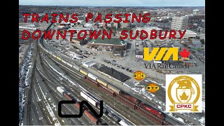Nightmare at Elm St ~ Trains of downtown Sudbury, Ontario, Canada ~ CPKC, HCRY, OVR, and VIA Rail