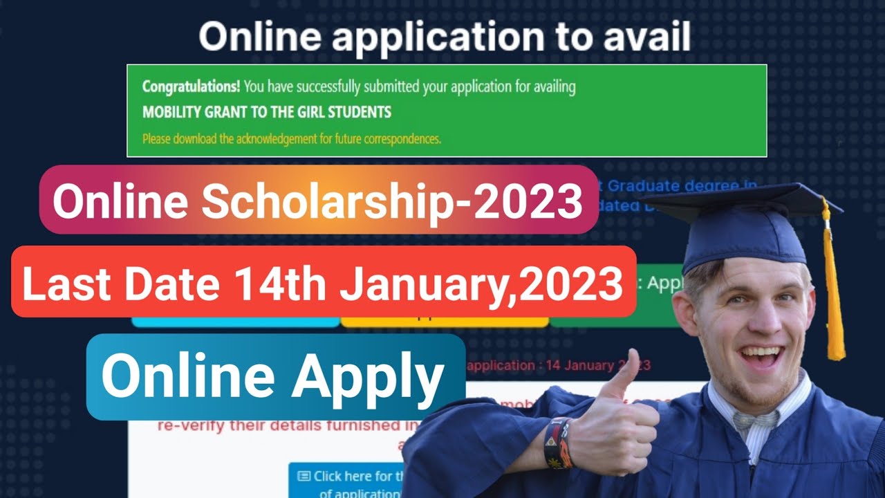 DHE mobility grant scholarship | Online apply for PG girls student