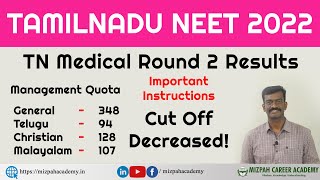 Management Quota Round 2 Results - Tamil Nadu Medical Round 2 Closing Marks Category Wise