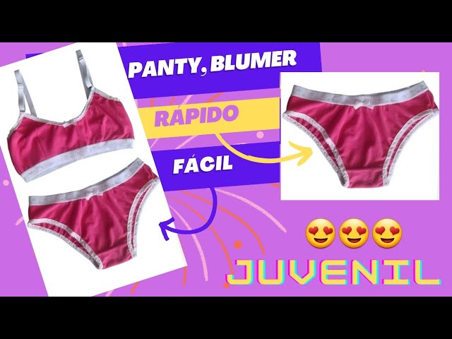 Panty, blumer juvenil paso a paso. molde de la talla 8 a la 14. aguja con  hilo 