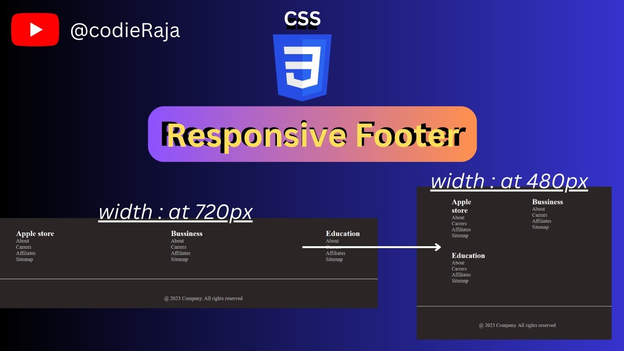 Responsive Footer Sector Design Using Only HTML & CSS | 2023 - YouTube