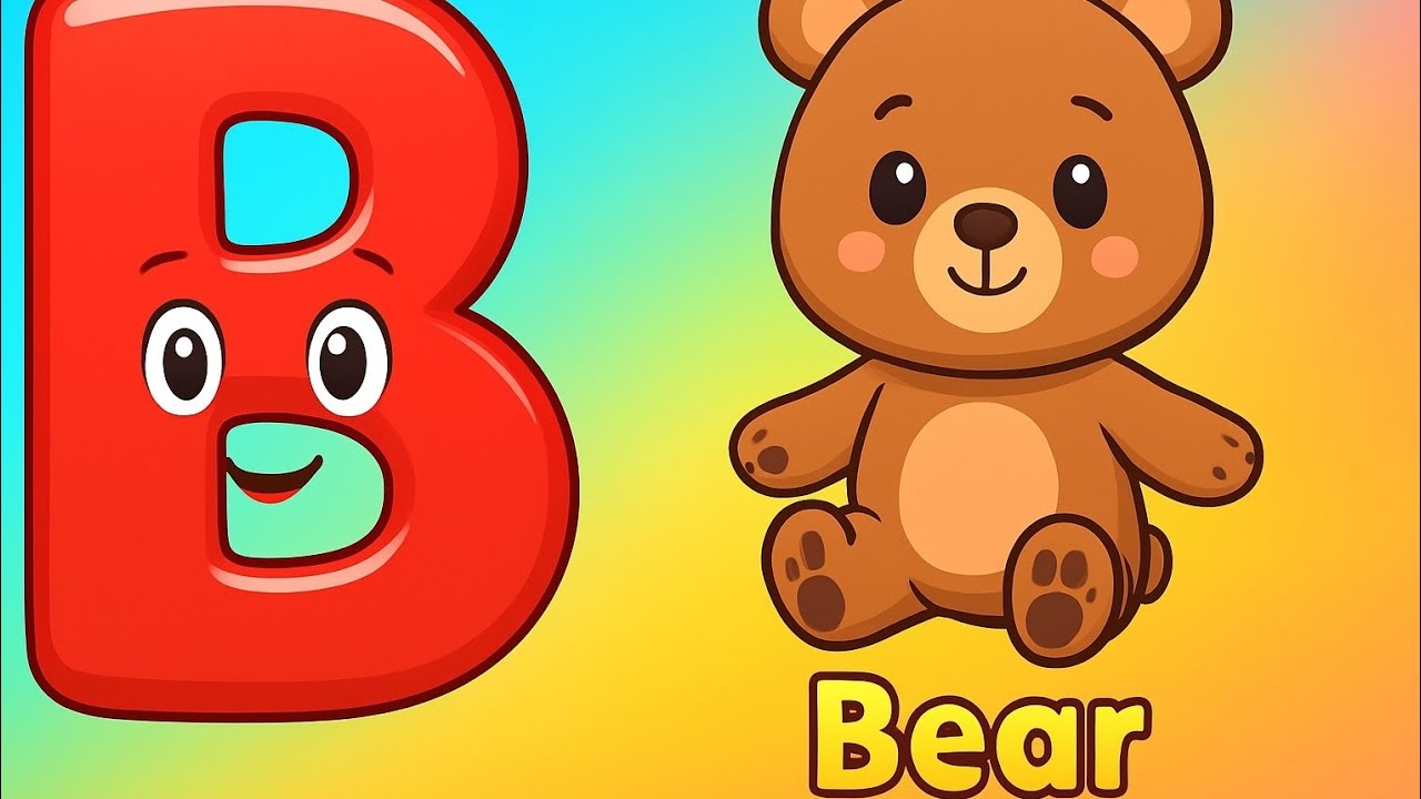 B for Bear 🐻 | Learn Letter B with Cute Cartoon Animals | Kids ABC ...