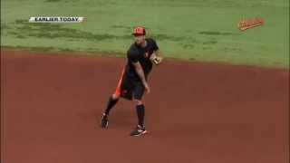 J.J. Hardy takes grounders at Tropicana Field