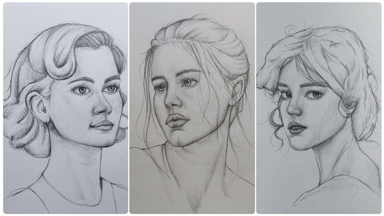 How to draw a Girl’s Face easily step by step Using the Loomis Method | Girl's Face Drawing 