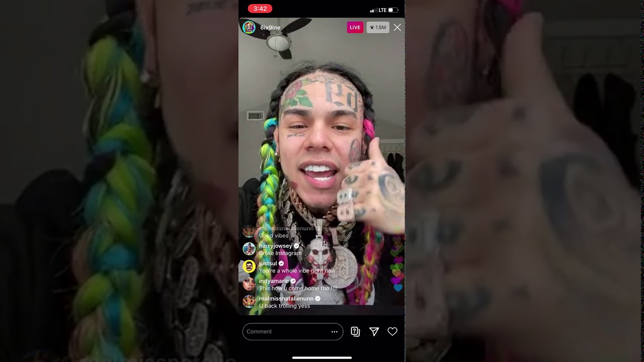 6ix9ine Going Live Right After Jail Full Video Youtube