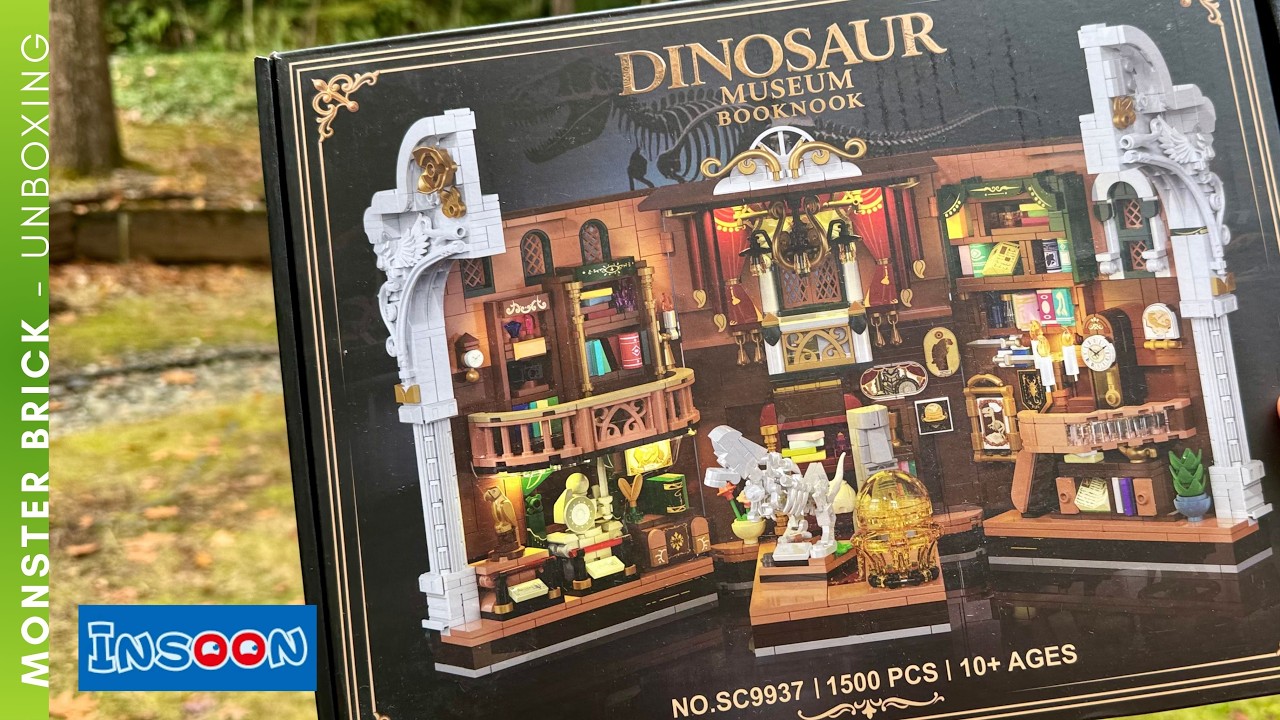 INSOON Dinosauro Museum Book Nook Set Di Giocattoli Da Costruzione Con Luce Kit Di Mattoncini Fai Da Te