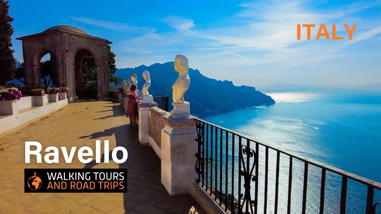 Ravello Amalfi Coast Belle visite  pied du village italien Villa Cimbrone Gardens Italie 4K