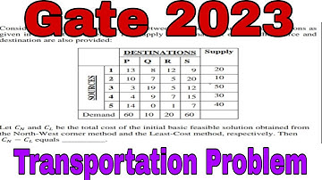 GATE 2023 MATHEMATICS SOLUTION || GATE 2023 TRANSPOTATION PROBLEM SOLUTION ||