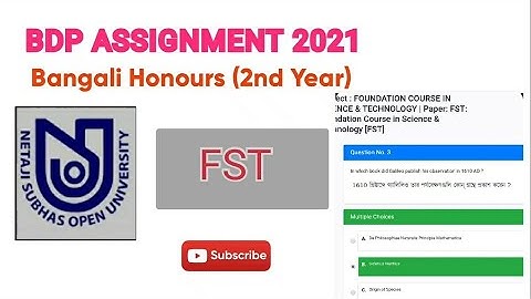 NSOU BDP live Assignment FST  paper 2021