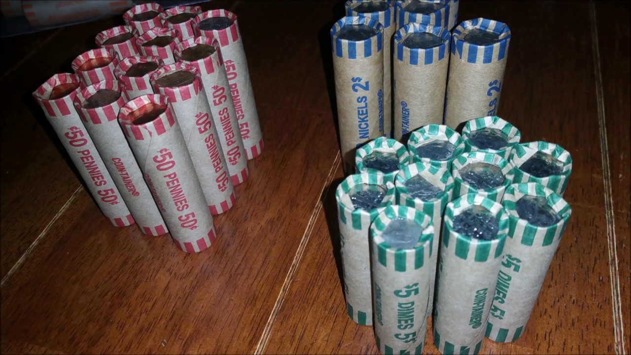 Coin Rolling With Bank Wrappers, Making Rolls Of Coins