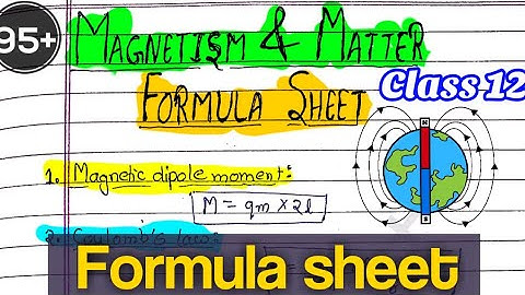 ||Formula Sheet|| Magnetism and matter | Class 12th| Physics chapter 5| @Edustudy point