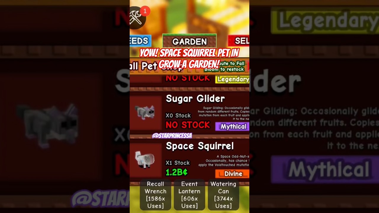 ‼️SPACE SQUIRREL PET IN GROW A GARDEN 🌱 