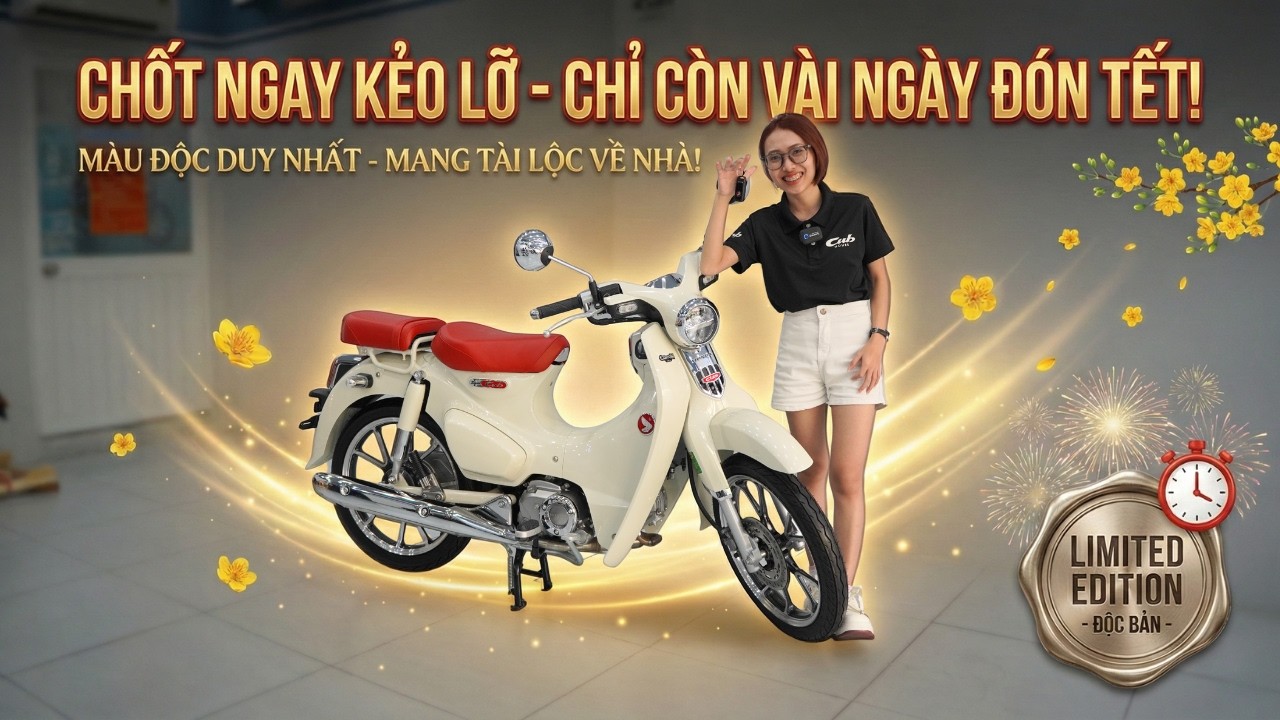 Super Cub 125 màu trắng Custom có sẵn xe tại Cub House VN