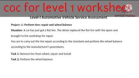 Automotive coc exam for level 1 part 1
