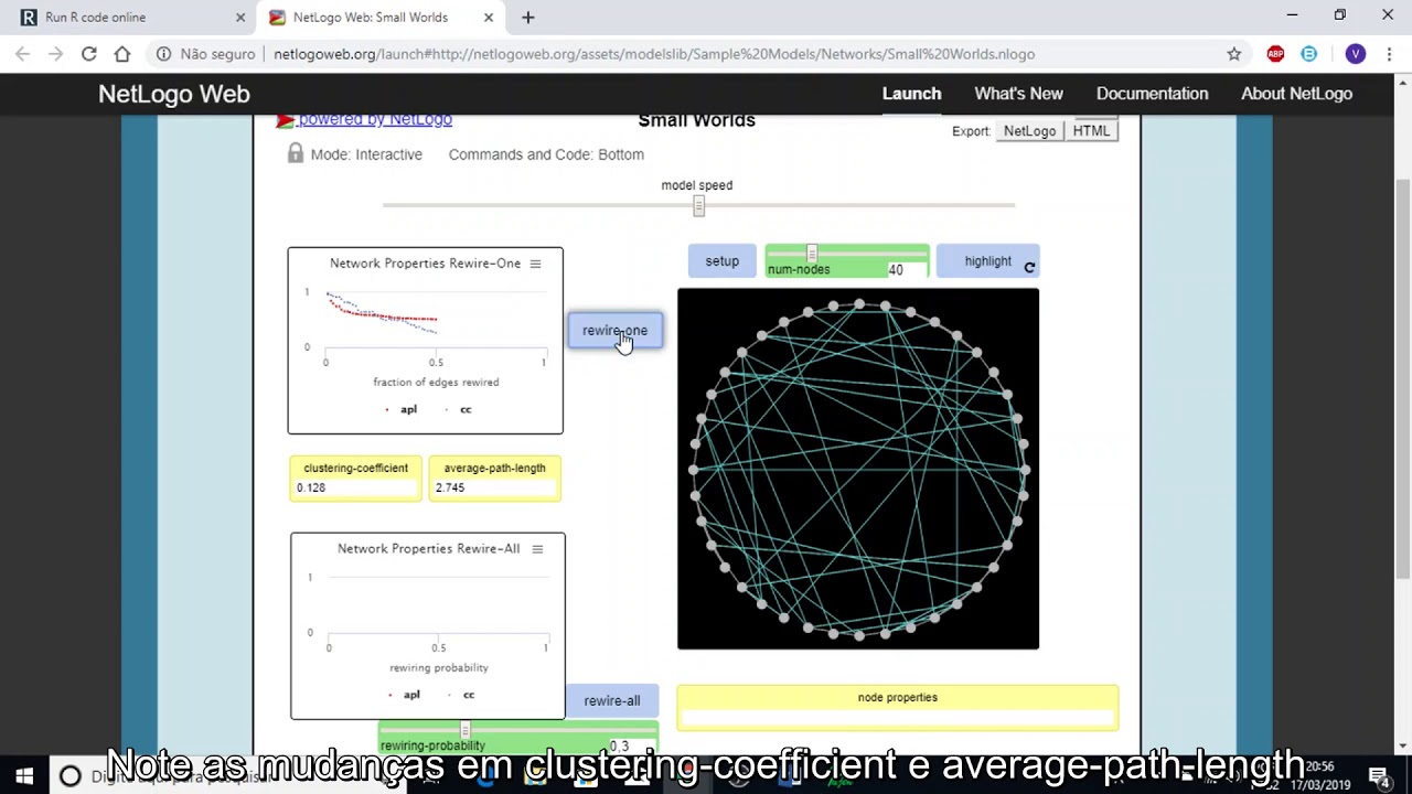Redes Mundo Pequeno - Modelo Watts-Strogatz (WS) no NetLogo