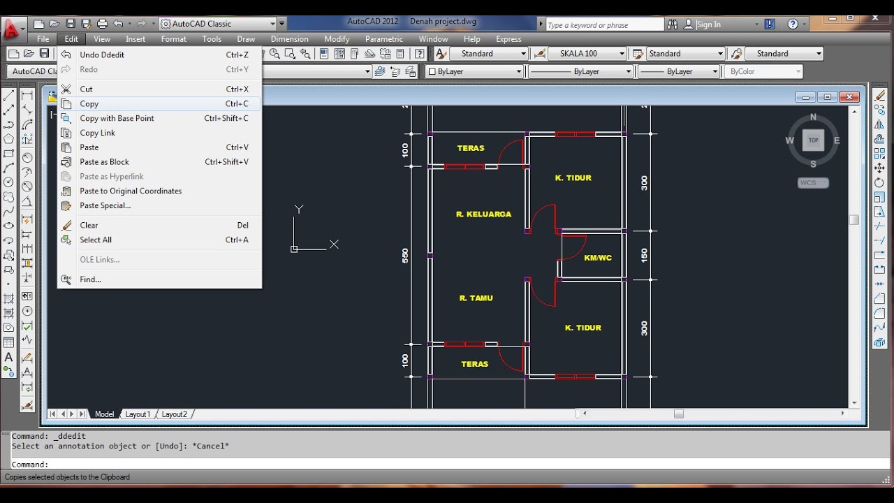  CARA  MEMBUAT  DENAH  RUMAH  DENGAN AUTOCAD  YouTube